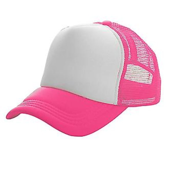 Unisex Plain Trucker Baseball Caps Mesh Säädettävät Urheilun Snapback Auringonhattu (B6 Rose ja Valkoinen)
