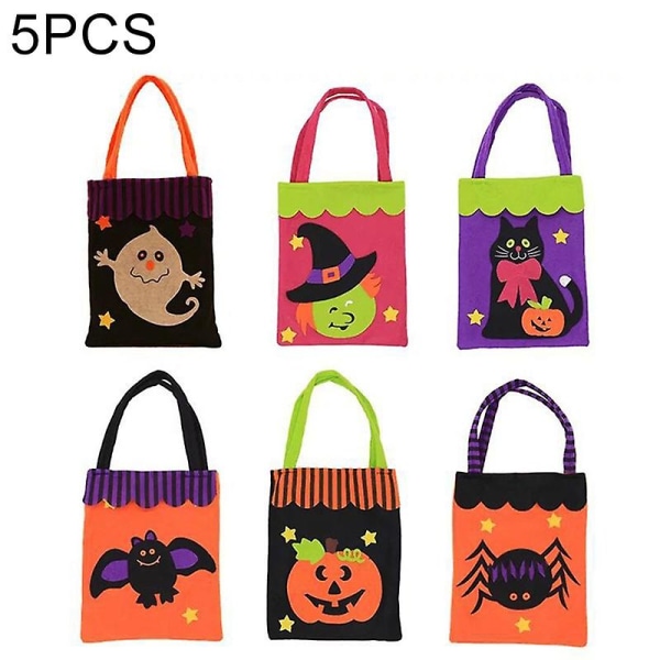 5 st Halloween dekoration kreativ tecknad godisgåva fyrkantig väska för barn, slumpmässig stil leverans