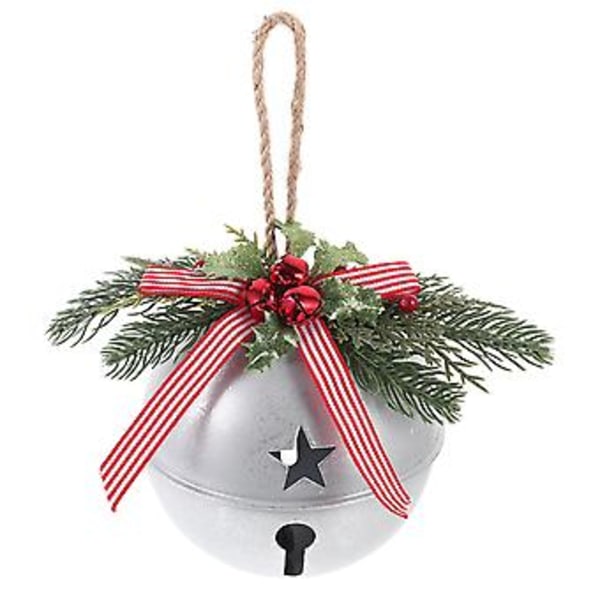 Jultema Pine Cone Berry Bell Dekoration Festival DIY Hängande Smycke Jul Klocka Dekoration 16X14CM Silver