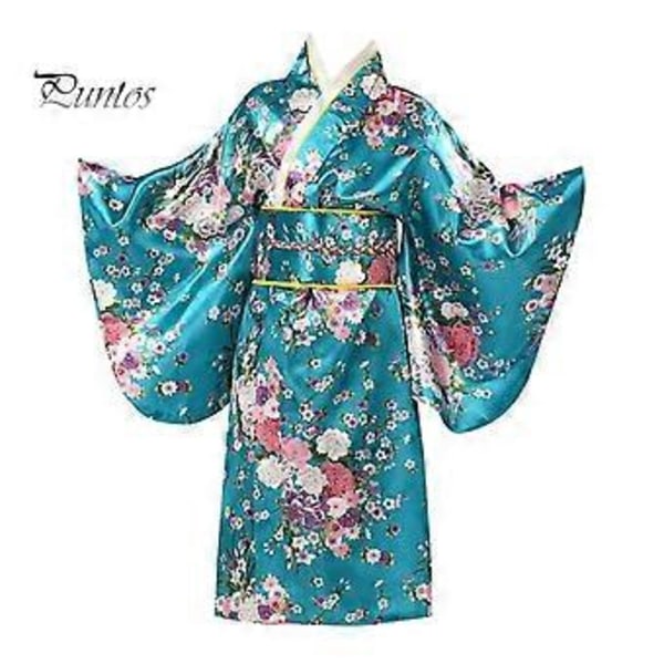 1 Set Japansk Kimono Livfullt Körsbärsblomstryck Lätt att Bära Cosplay Skolföreställningar Kimono för Flickor (120cm vit)