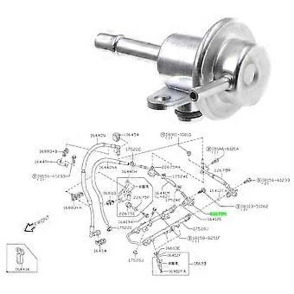 Brændstoftrykregulator 3 Bar til Almera AD Sunny Sentra Avenir G20 Q45 SR20DE R394 47040286 226701