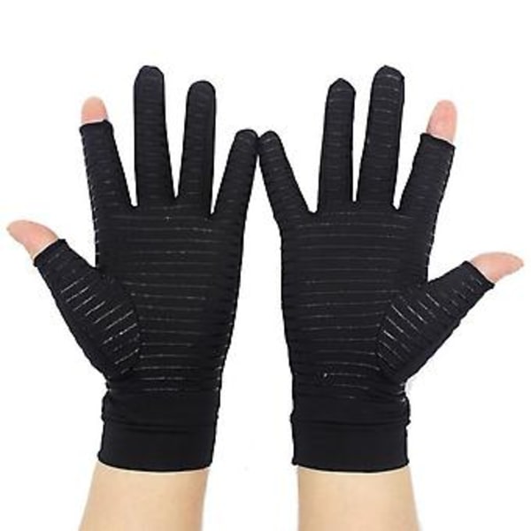 Kompressionshandsker til Sportsgenopretning Unisex Anti-Slip Halvfingerhandsker (XL Sort To Fingre)