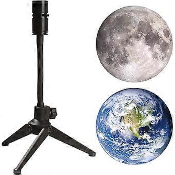 Earth Moon Projeksjon LED Lampe, Projektor Nattlys, 360 Roterende Earth Moon Projeksjon LED Lampe, Planeter Projektor Nattlys