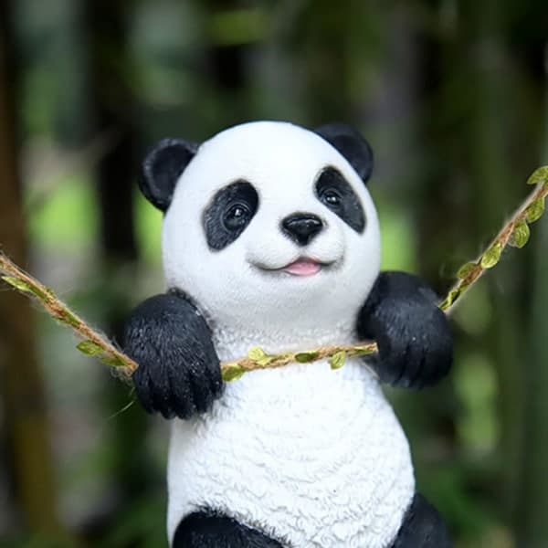 Mini søte panda dyrefigurer leker hjemme utendørs DIY hagedekorasjon