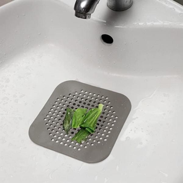 2 st grå silikonhårfilter, avloppsskyddsfilter