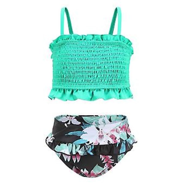 Girl's swimsuit split suit stylish bikini swimming two-piece swimwear L?120cm? Green