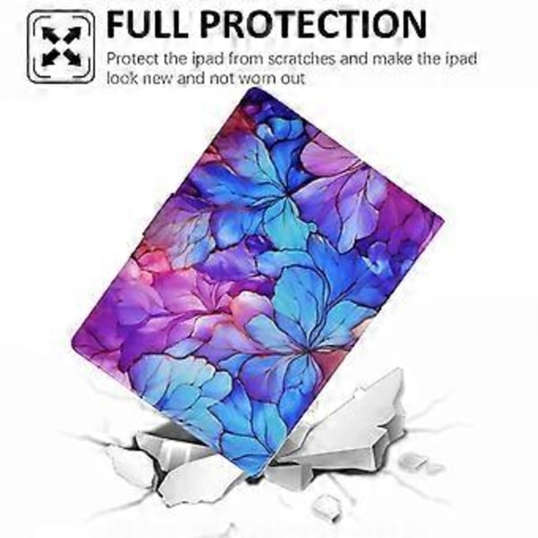 Fodral för iPad (2025) / 10.9 (2022) med kortfack, mönstertryckt stötsäkert läder surfplatta skydd (Petal)