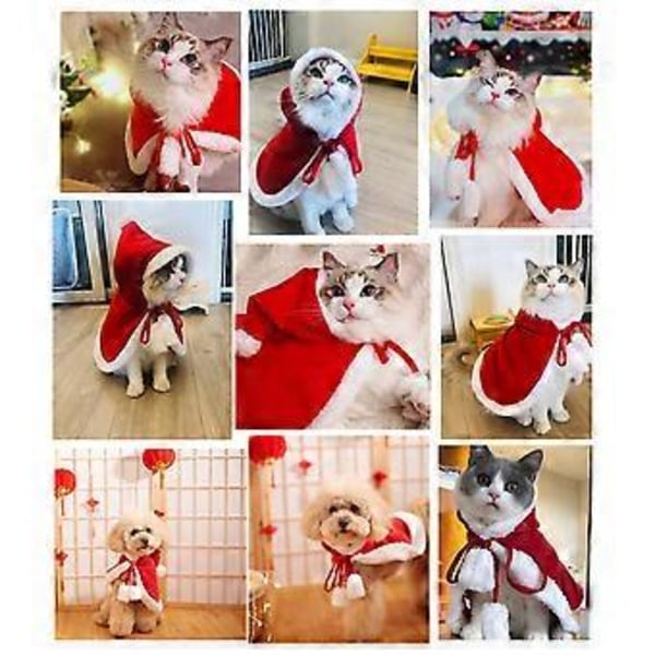 Julkapp för Hundar, Rolig Husdjursdräkt Cosplay Kläder för Hund Valp (Storlek S)