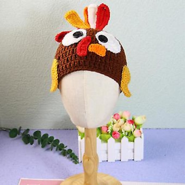 Kawaii Barnhatts för Barn Turkiskt Sött Mössa Thanksgiving Stickad Hatt Halloween Allmatch (Brun)