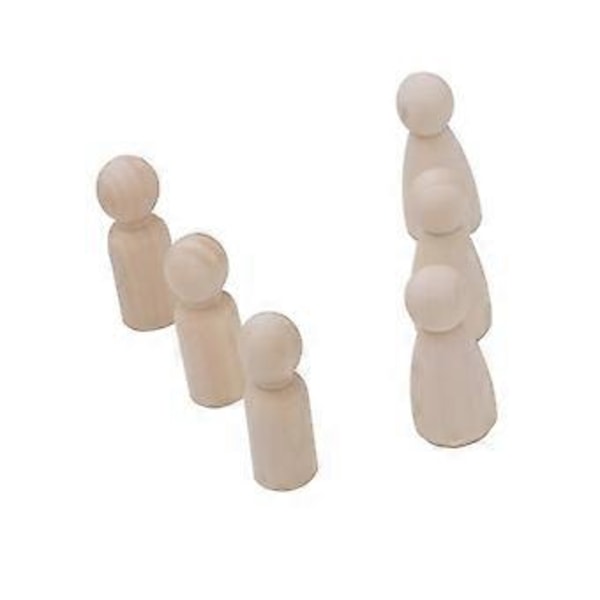 20 stk. Umalte kvinnelige mannlige små tredukker for DIY Kunst og Skulpturer Maling Utskåret (43mm Mann)