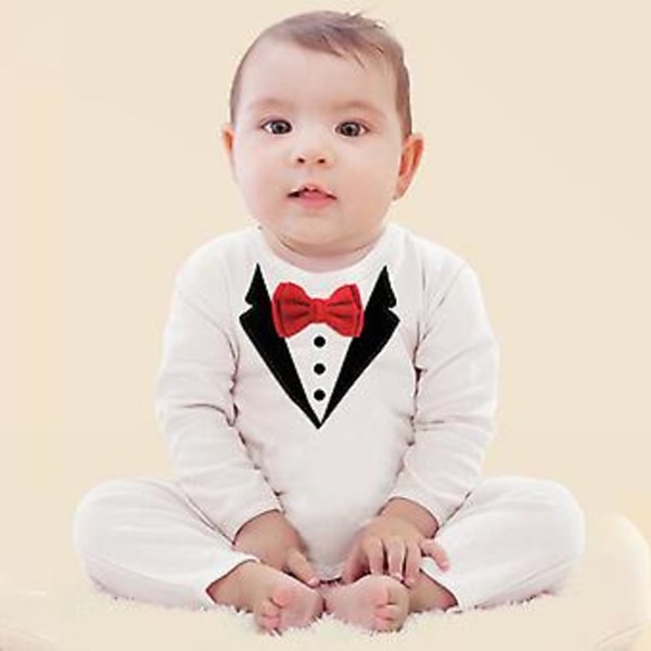 Nyfödd pojke smoking 3D romper jumpsuit spädbarn 1-årsdag bröllop formell festdräkt (2-3 år)