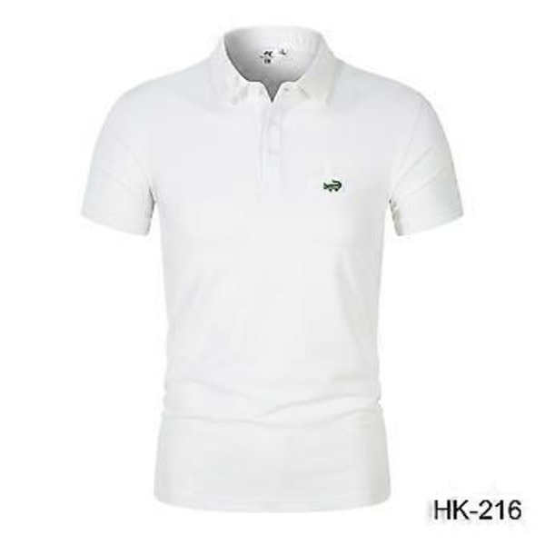 Forår/Sommer Herre Ny Fugttransporterende Hurtigtørrende Ensfarvet Polo Shirt Broderet Polo med Polokrave (3XL hvid)