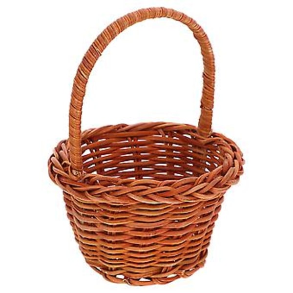 8x5cm Mini Dekorativ Børne Strik DIY Rekvisit Kurv Opbevaringskurv Plante Mikro Desktop Dekoration Lysebrun