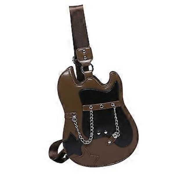 Axelväska för kvinnor, lättviktsgåva, gitarrformad crossbody-väska för födelsedag, arbete (brun)