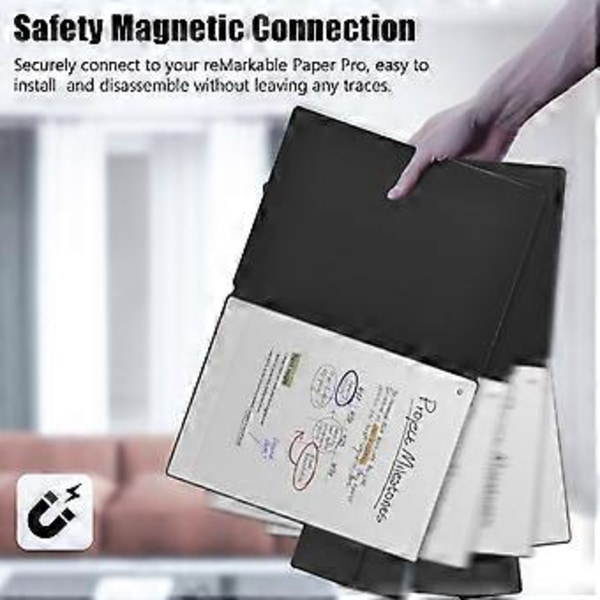 För ReMarkable Paper Pro Fodral PC+PU Läder Tablet Magnetiskt Skydd med Pennhållare Auto Wake/Sleep (Grå)