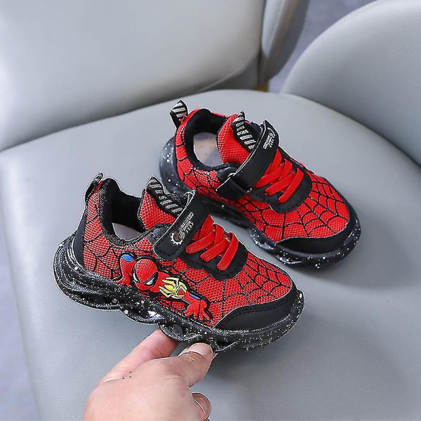 Spiderman Children's Shoes New Boys' Sneakers With Lights New Children's Shoes Black 30