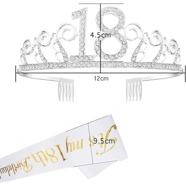 Grattis på 18-årsdagen Krona, Födelsedagsflickans Sash och Tiara 18 År O