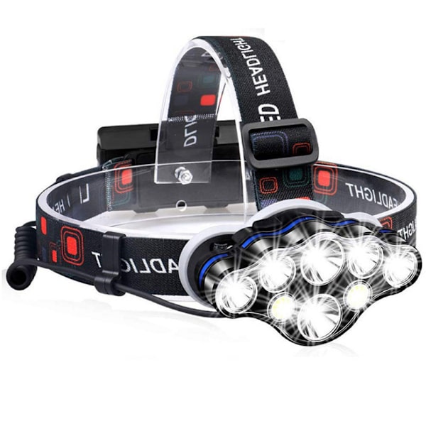 Hodelykt, Super Bright 13000 Lumen 8 LED Hodelykt, USB Oppladbar