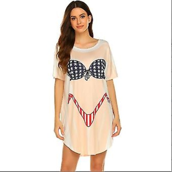Dametøj Bikini Skjorte Cover Up Kortærmet Sød Bikini Print Cover-up Løstsiddende T-Shirt Kjole Sjov At Bære (l c)