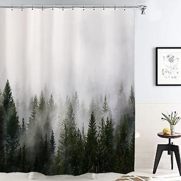 Metsäsuihkukalvot, Luonto ja Metsäsuihkukalvo, Fantastiset Sumuiset Taianomaiset Talvipuut Kylpyhuonekalvo, Vedenpitävä Polyesterikanka 72\"