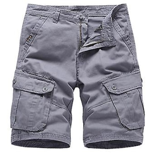 Herre Cargo Shorts Sommer Utendørs Hiking Multi-lomme Arbeidsbukser-r (36 Grå)