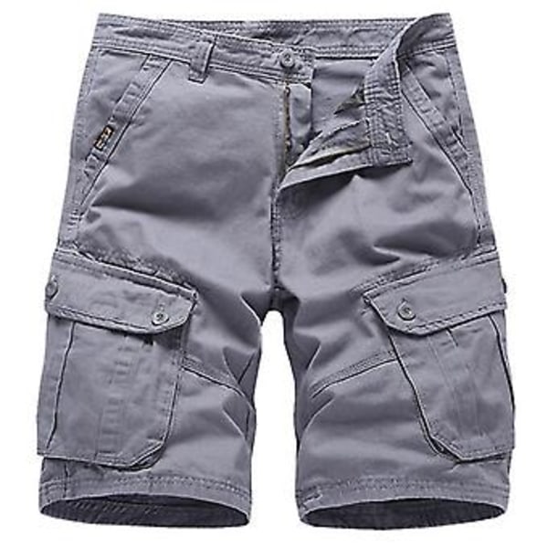 Män Cargo Shorts Sommar Utomhus Vandring Multi-ficka Arbetsbyxor-r (30 Grå)