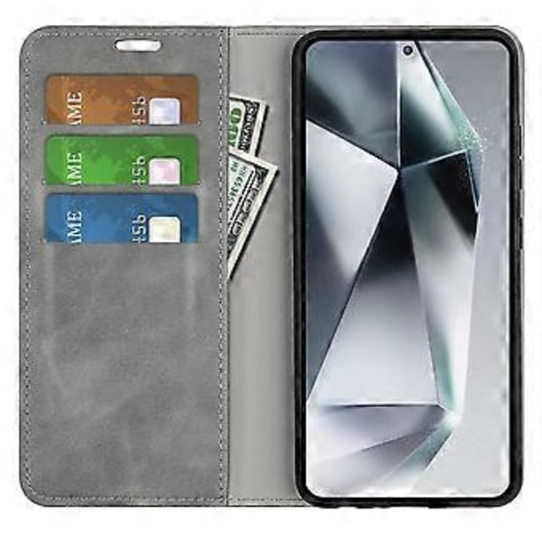 Til Samsung Galaxy S25 Ultra Etui Skin-Touch Læder Wallet Telefon Cover (Style D)