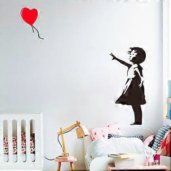 SZTXJ VINYL VÆGKUNST DEKORATIONSKLÆBEMÆRKE MED HJERTEBALLON 56X29 cm