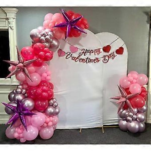 124 stk. Rosa Ballongirlandbue Kit, 18 tommer 12 tommer 10 tommer 5 tommer Forskellige Størrelser Hætte Rosa Metallic Rosa Balloner til Rosa Fest, Bryllup, Babyshower, Prinsesse