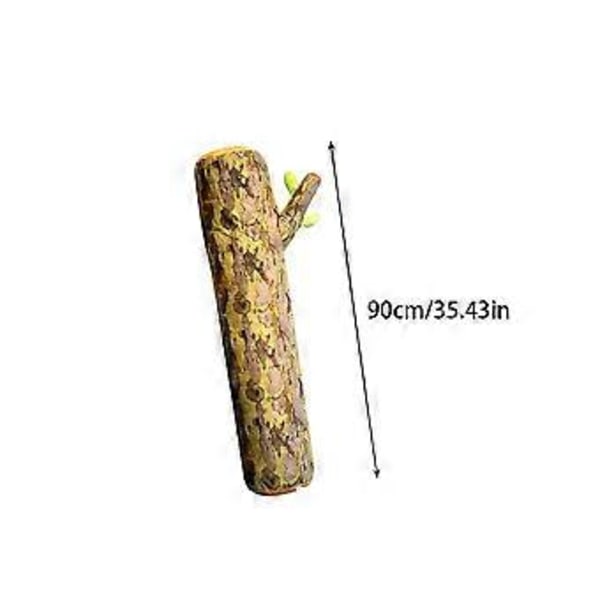 Dekorativ Träkudde och Plyschleksak Kudde Kastkudde Träskivor Sitskudde Lång Kudde Soffa Kudde Rund Stump Golvkudde (90cm sycamore)