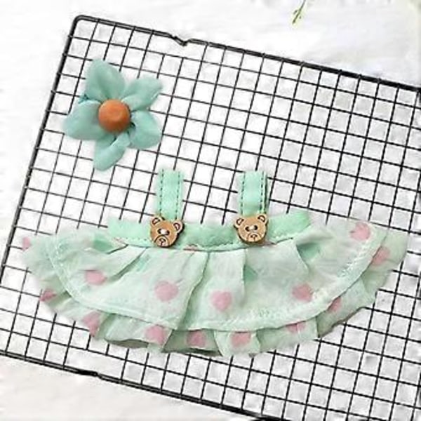 Mini-nuken vaatteet, tyttönuken vaatteet, tyylikäs lahjapaita, hiuslisätarvikkeet, söpö nuken vaatepuku, nuken mekko-setti kangasnukeille (vihreä hame)
