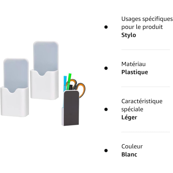 2 (Hvite) Stykker Magnetisk Blyantholder Magnetisk Markørholder, P