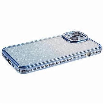 Kompatibelt TPU-deksel til iPhone 15 Plus, skinnende rhinstein, gradient glitter telefon bakdeksel (blå)