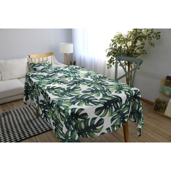 Drizzle Duken med Växter Monstera Palm Grön Blad Rektangulär T
