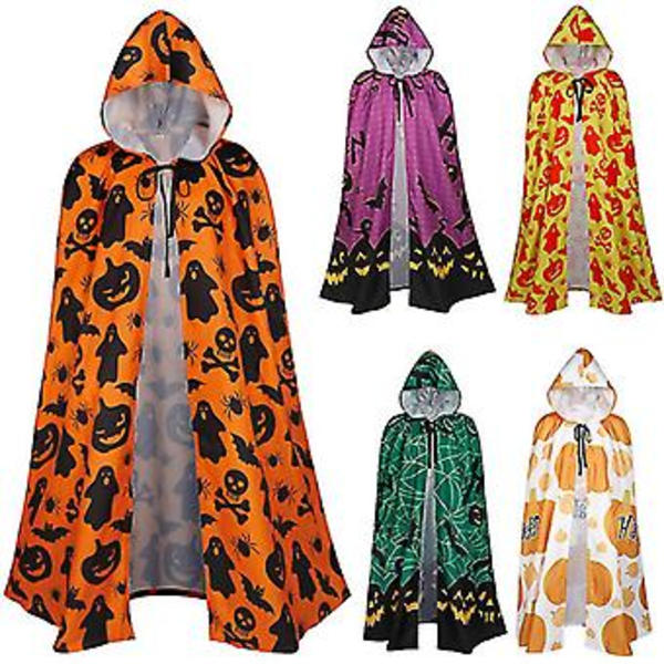Halloween Trollkarl Cosplay Kappa Maskerad Cartoon Tryckt Kappa (Orange)