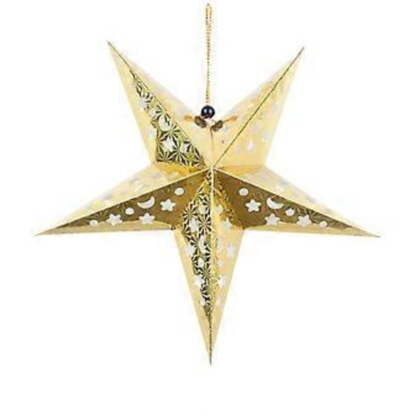 2 kpl Paper Star -riipuskoristeet 3D Tähti Ripus Koristeelliset Rekvisiitat (1 kpl 60cm Kulta, 1 kpl 60cm Hopea)