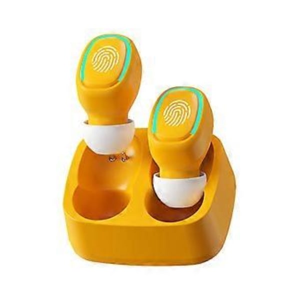 Bluetooth-kuulokkeet Tarjoukset Kosketuslangattomat Bluetooth-kuulokkeet Macaron-väri Mini Näkymättömät Binauraaliset Korvan sisäiset Bluetooth-kuulokkeet (Keltainen)