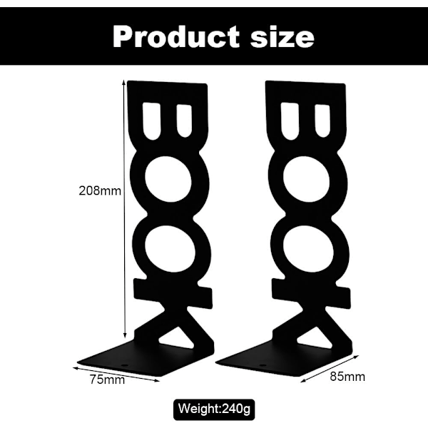 Bogstøtte, 2 Metal Bogstøtter Bogstøtter Bogreoler til Kontor