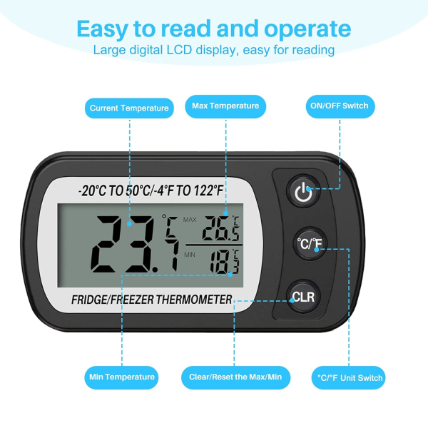 Digital Frigidaire Kyl Frys Termometer Temperatur -20 till