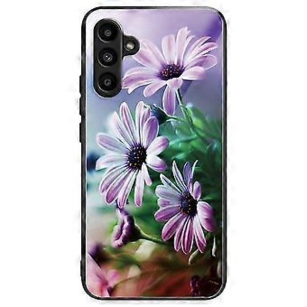 Skal till Samsung Galaxy A15 4G/5G Härdat Glas Telefonskal med Mönsterdesign (Lila Krysantemum)