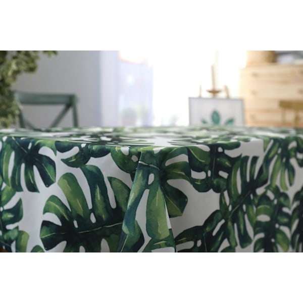 Drizzle Duken med Växter Monstera Palm Grön Blad Rektangulär T