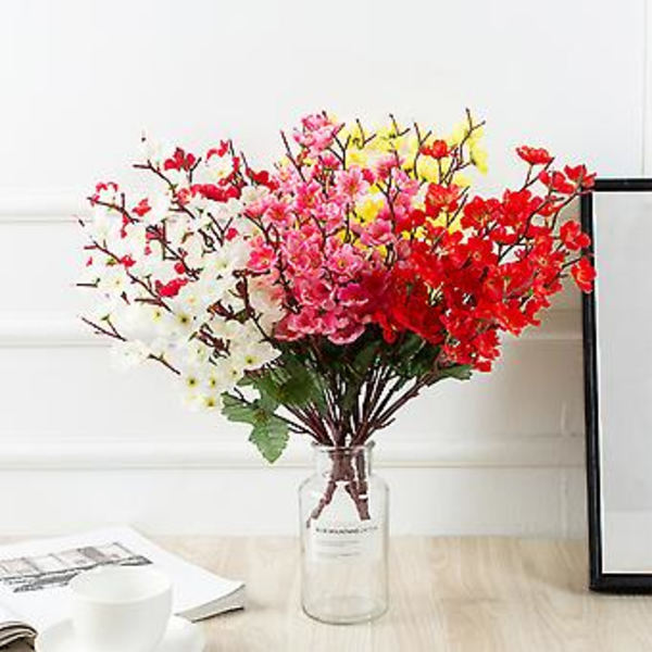 Konstgjord Körsbärsblomgren med Plommonblommor och Persika, Sidenblomma för Hemmet, Bröllop, Dekoration ( )