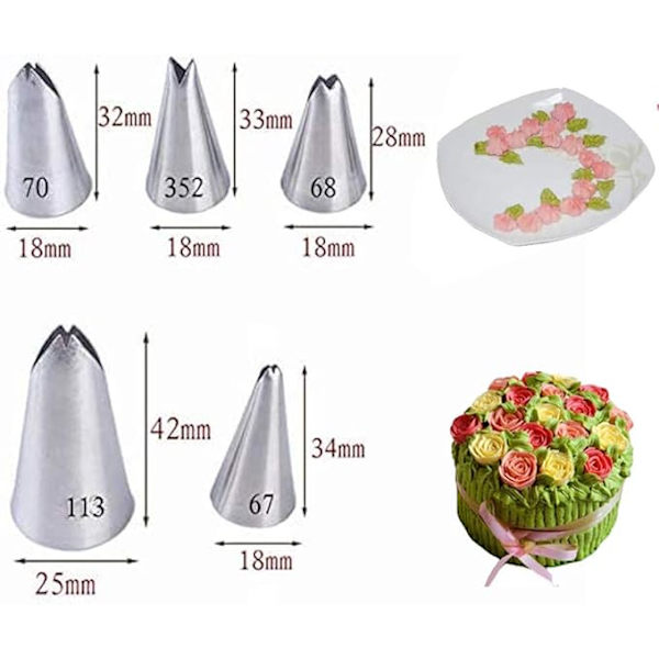 5PCS Russiske Piping Tips Rustfritt Stål Piping Tips Piping Dyse Ca