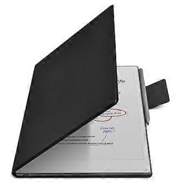 For Remarkable Paper Pro Case PC+PU Lær Tablet Magnetisk Deksel med Pennholder Auto Våkne/Sovne (Svart)