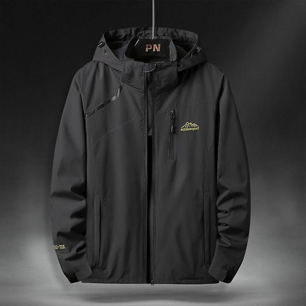 Outdoor Waterproof Jacket Loose Large Size Windproof Jacket Four Seasons Mountaineering Wear Beige XL