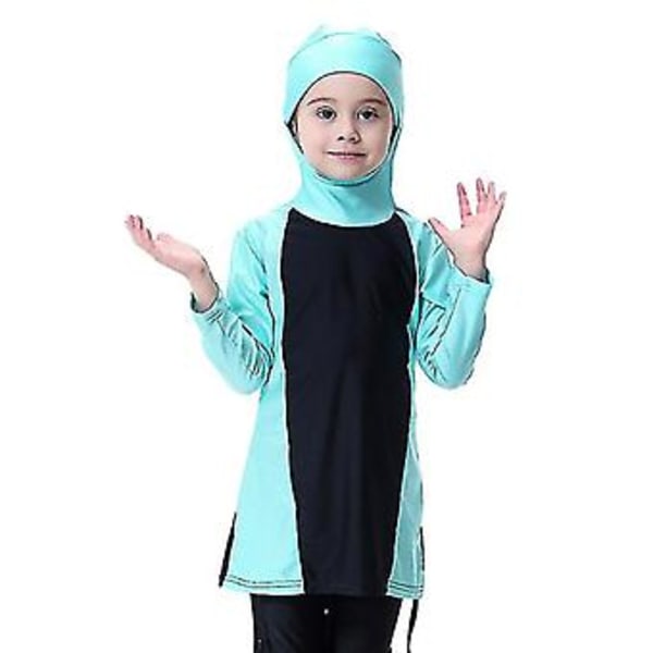 Børn Piger Muslimsk Islamisk Badetøj Badedragt Beskedent Burkini Heldrægtig Høj Kvalitet (1-2 År Lysegrøn)