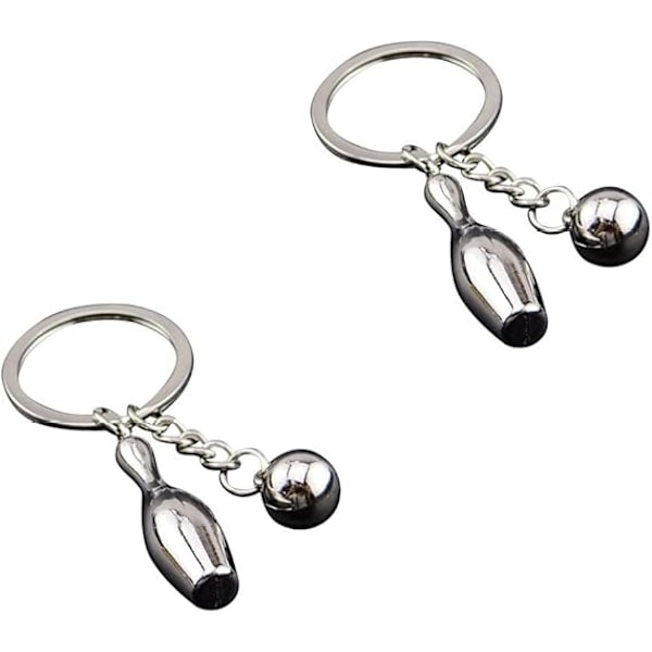 Metal Bowling Ball Keychain Heavy Duty Car Key Ring - 2 kpl:n pakkaus