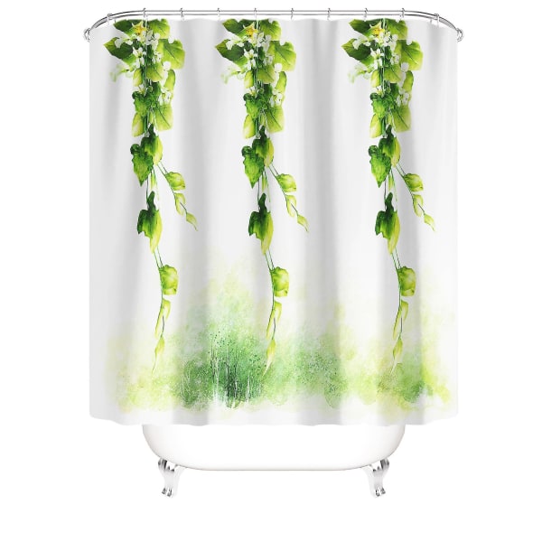 Botanical Print Washable Fabric Bathroom Shower Curtain (180 X 180 Cm)