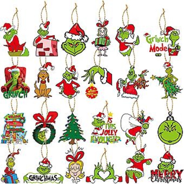 24-pack Julgran Grinch-prydnader Julhängande Dekorationer Fest 2023