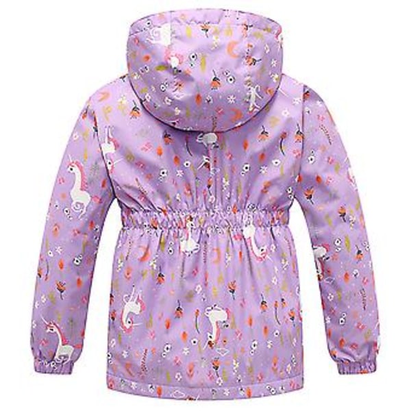 3-10 År Piger Fleeceforet Vindjakke Med Hætte Lynlås Jakke Frakke Yderbeklædning (4-5 År Lyselilla)